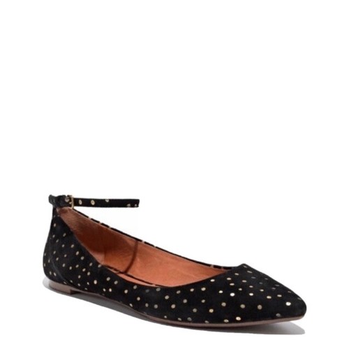 Madewell Size 6.5 City Skimmer Pointed Toe Suede Flats Gold Foil Dots - Picture 1 of 8