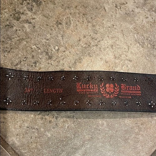 Lucky Brand Studded Handcrafted Italian Leather Belt Mens Size 38 Biker Moto - Picture 2 of 8