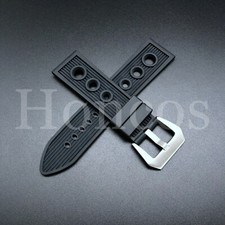 24MM RUBBER BAND STRAP FITS FOR BREITLING NAVITIMER SUPER OCEAN AVENGER BLACK