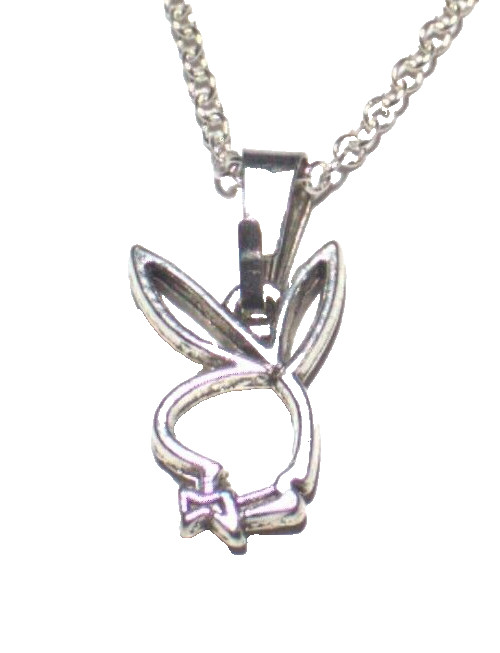 Mini 10x16mm Antique Silver Playboy Pendent Necklace with 20" Rolo Chain Hip Hop