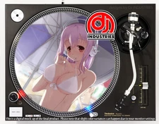 Anime Headphone Girl Natalie - 7"-12" DJ slipmat for LP turntable record player 