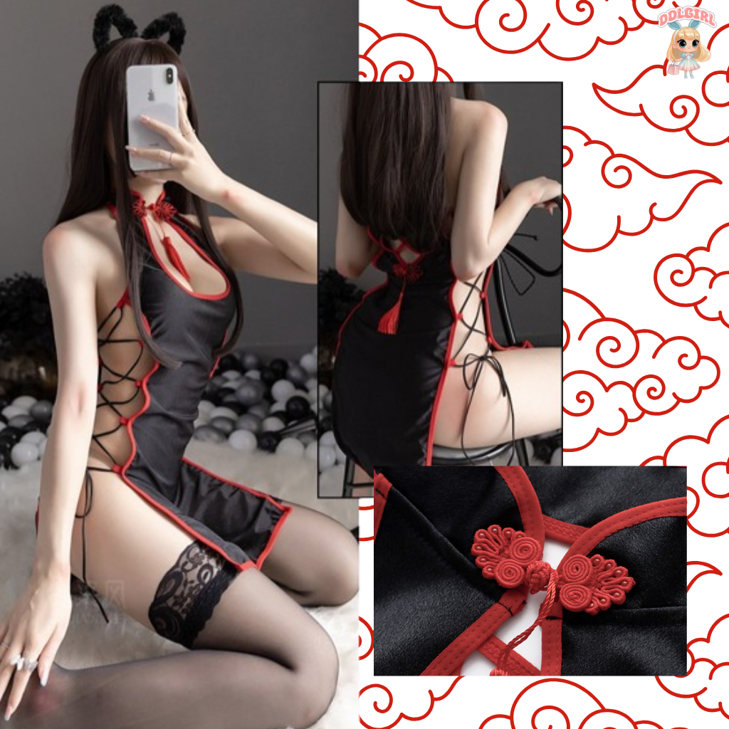 US Ladies Sexy Chinese Cheongsam Dress Qi Pao Cosplay Lingerie Costume Nightwear