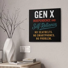 Canvas Stretched, Gen X Humor Retro Wall Art, Gift for Gen X, Home Decor, Funny