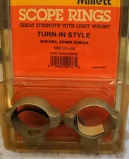 Millett 30mm SILVER Scope Rings Medium Height,Turn-in style,NOS