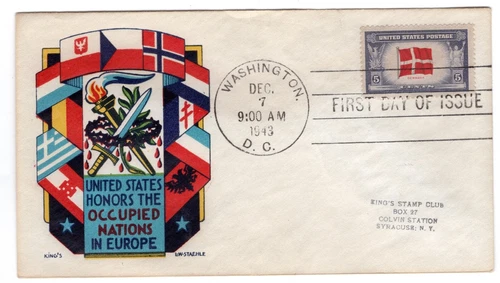 #920 Denmark 1943 FDC Overrun Nations - King's Staehle