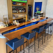 Blu Trasparente Resina Epossidica Asta Contatore Fondo Top, Lusso Legno Cucina