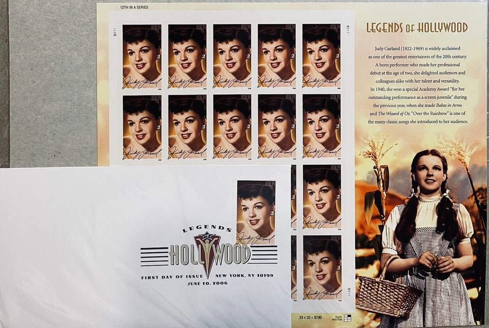Scott #4077 Judy Garland (Wizard of Oz) Sheet of 20 Stamps w/FDC INCLUDED SEALED - Image 2 of 4