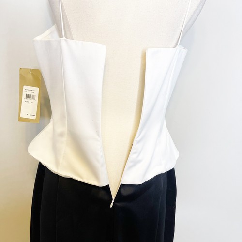 NEW Vintage 90s JS Collections 10 Formal Dress Black White Maxi Ball Gown Satin - Picture 6 of 7