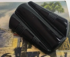 Vintage 2” X 1.25” rectangle black carved toggle button shank hole and pin clasp