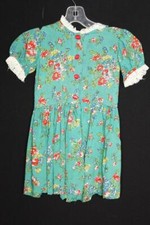 RARE FRENCH 1940'S-1950'S COLORFUL SILKY RAYON FLORAL GIRLS DRESS SIZE 3-4
