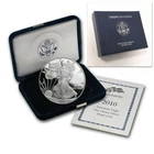 (1) 2010 W 1oz US American Silver Eagle $1 Dollar Proof Bullion Coin w/Box & COA