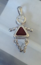 July Baby Girl Charm Birthstone Red faux ruby Body Sterling Silver 925