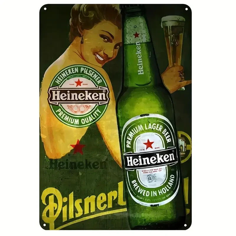 metal tin beer sign vintage style Heineken Vintage Pin-Up Girl | eBay