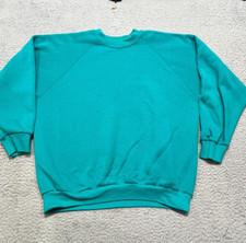 Vintage Fruit of the Loom Sweatshirt Mens Large Blue Blank Made in USA 80s