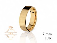 10K Yellow Gold 7mm FLAT Wedding Band Ring-Comfort Fit Solid Gold Matte Brushed
