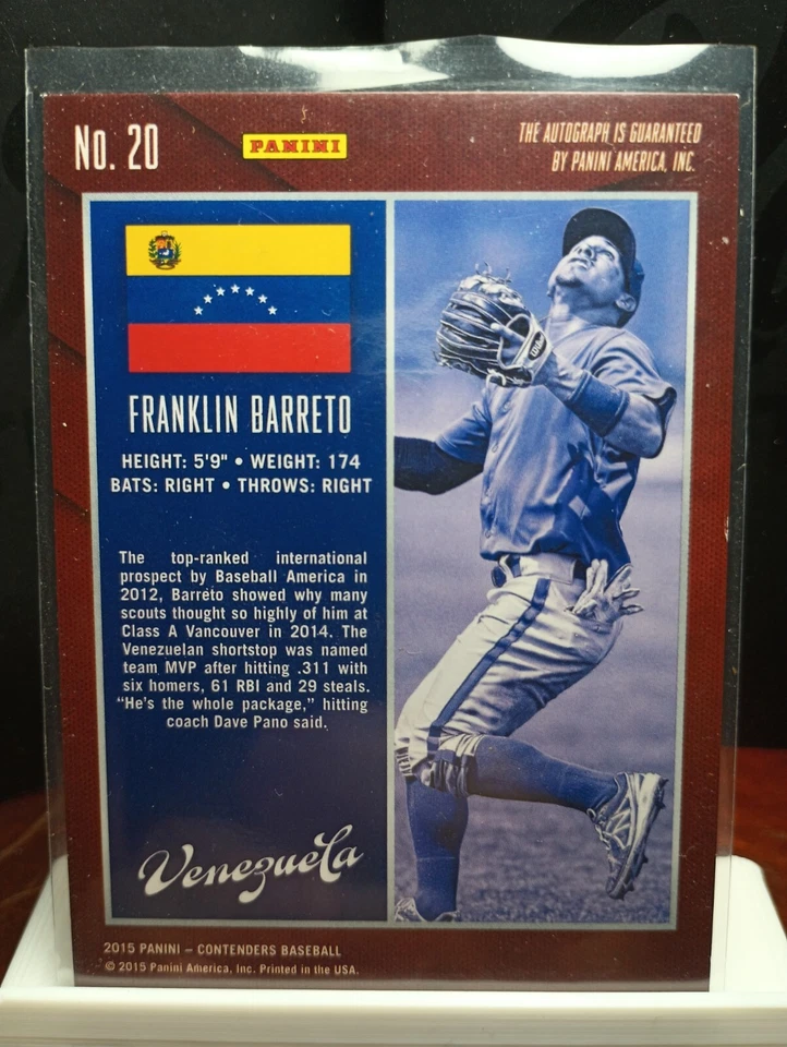 Boleto Contenders International 2015 automático/23 Franklin Barreto Toronto Blue Jays Foto 3 de 4