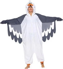 Spooktacular Creations Adults Unisex Pajama, Seagull Hooded Jumpsuit Costume, Zi