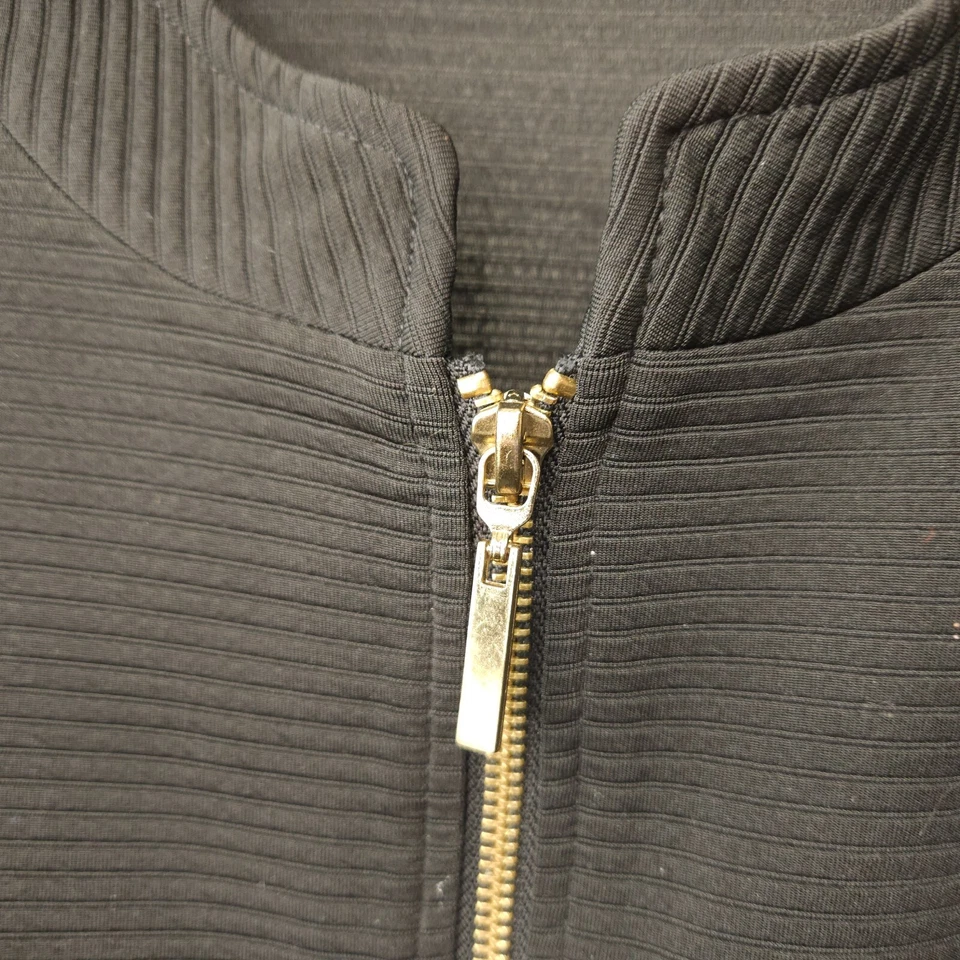 Avenue Ribbed Full Zip Jacket Womens 30/32 Black High Neck Long Sleeve Stretch - Image 3 of 4