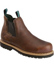 Georgia Boot Men's Romeo Waterproof Slip-On Work Shoes - Steel Toe Brown 11.5 EE