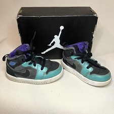 Nike Air Jordan 1 Mid Flex TD Toddler Kids Black/Teal 554727-309 Toddlers Sz 6C