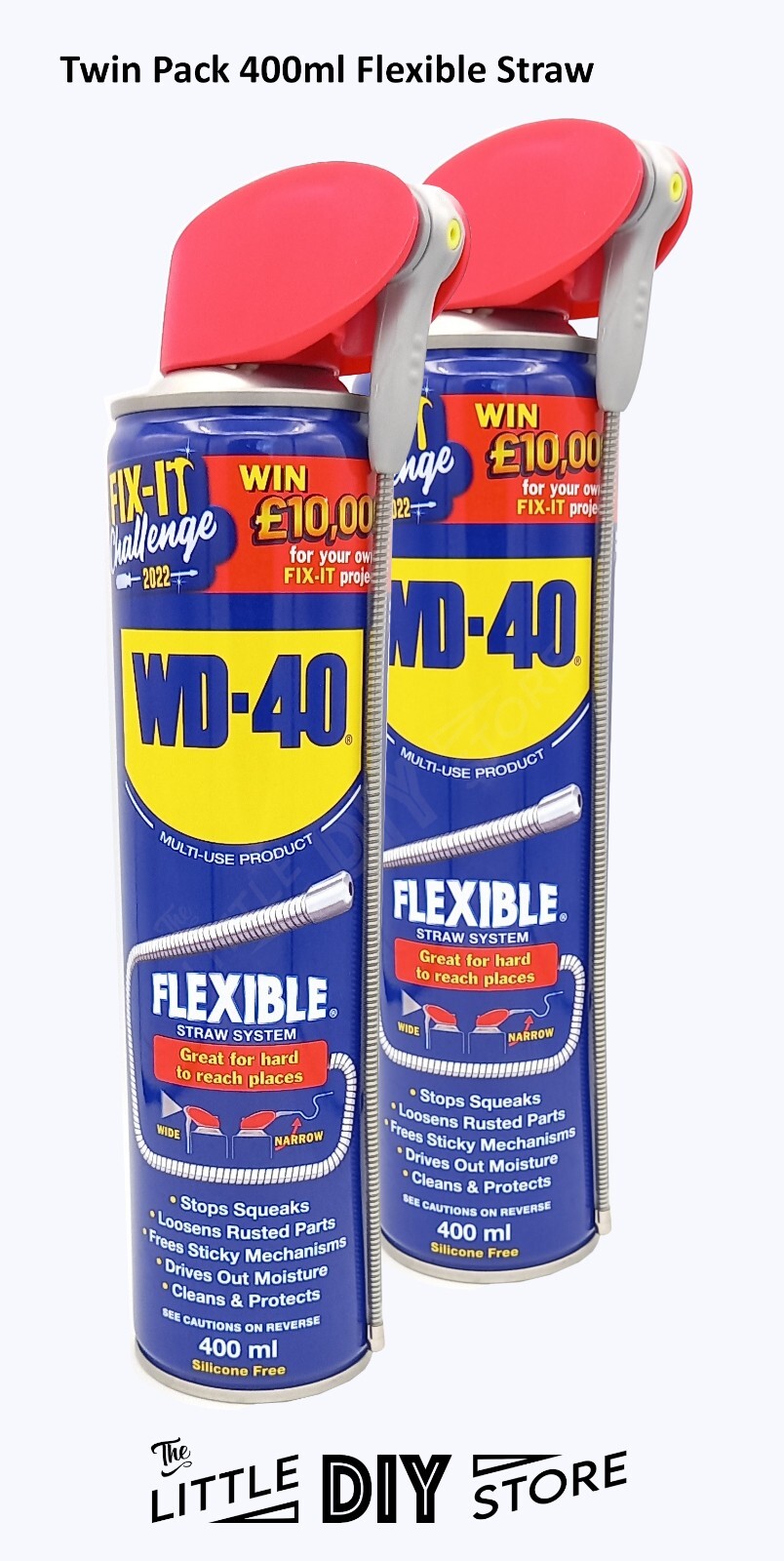 WD40 Flexible Straw Lubricating Oil WD-40 Multi Use Spray 400ml 2 Way TWIN PACK!