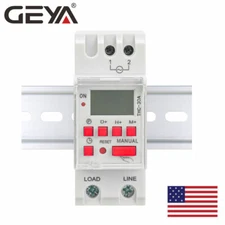 GEYA Programmable Digital LCD Timer Weekly Time Relay Switch 30A AC110V &Rail