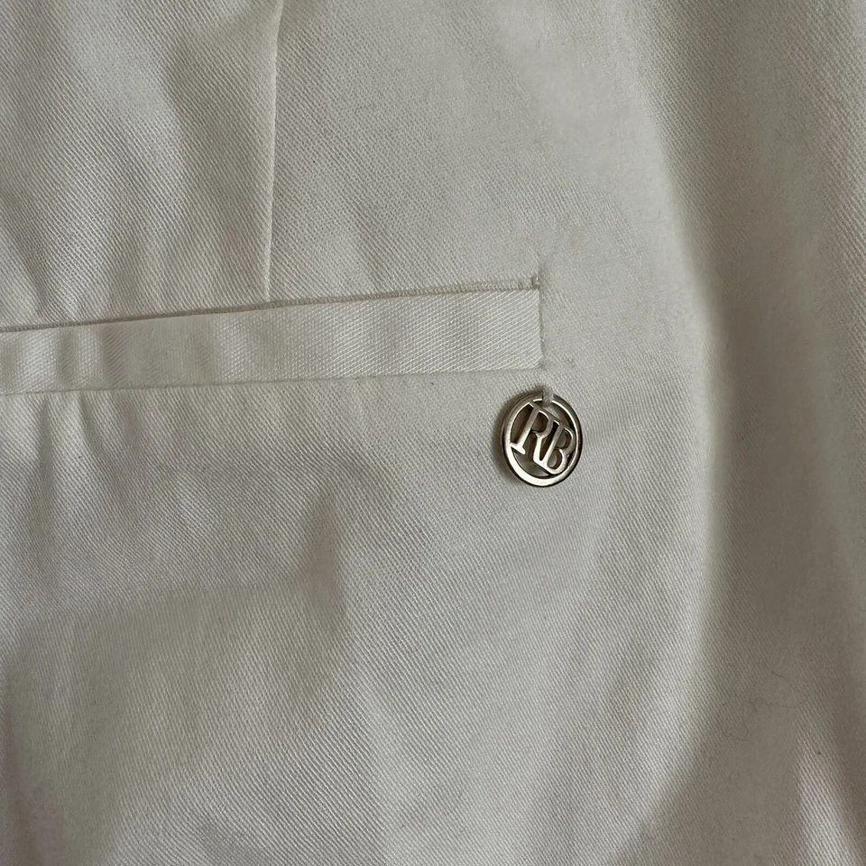 Pantalones ROBERTA BIAGI Recortados Pierna Ancha Blanco Corbata Frontal Mujer TG 44 Foto 3 de 4