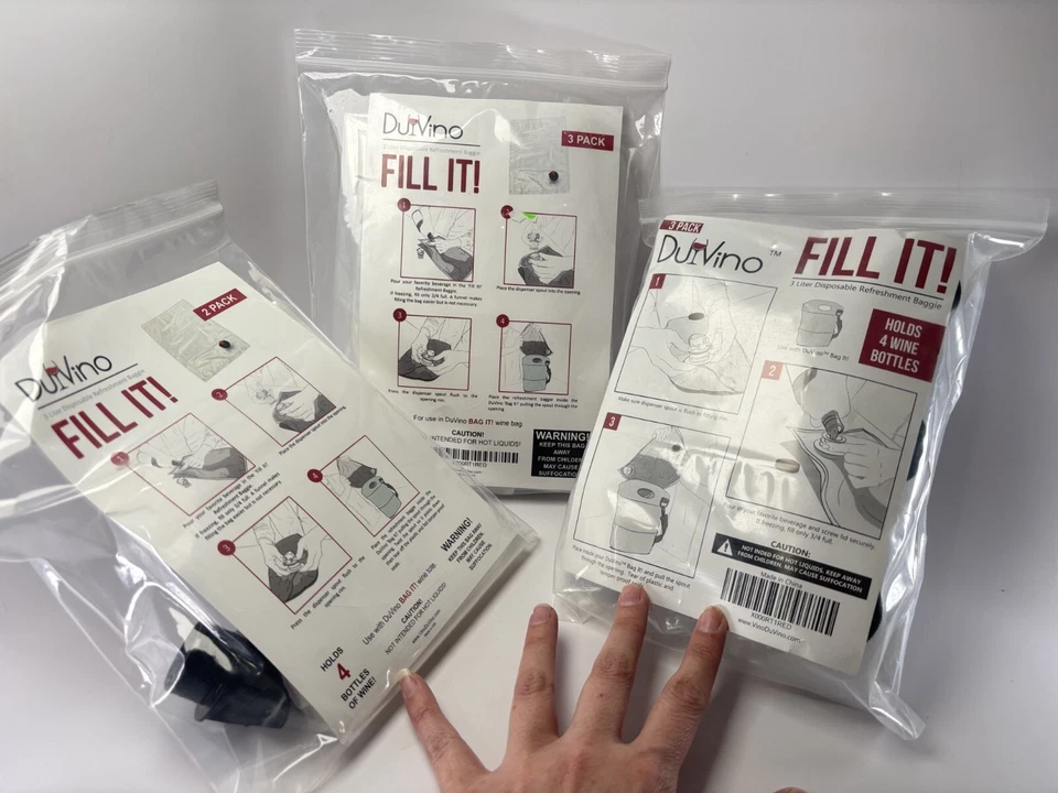 Cartera de vino Duvino con boquilla para vejigas de vino en caja paquete con 8 bolsas desechables Foto 4 de 4