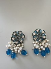 Kundan Bollywood aqua niebieskie kolczyki meenakari impreza prezent ślubny 🎁 jagoo maiyan