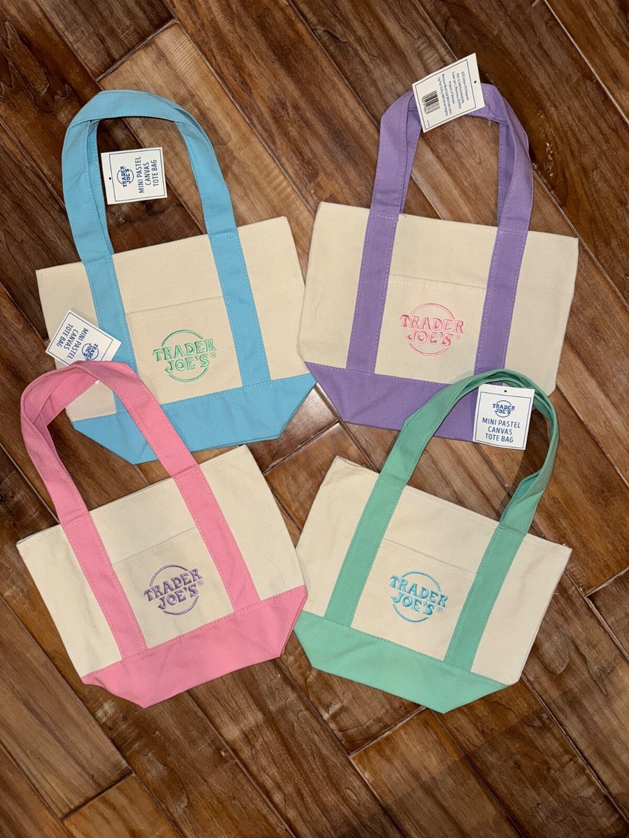NWT Set of 4 Trader Joe's Mini Pastel Canvas Tote Bags | eBay