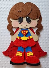 Supergirl Kid Dark Brown Hair. Scrapbook, Card making Paper Piecing