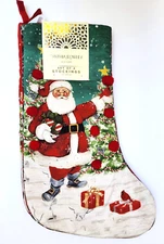 Cynthia Rowley Christmas Stockings Pair of 2 Santa Snowman Nostalgic Retro 22”