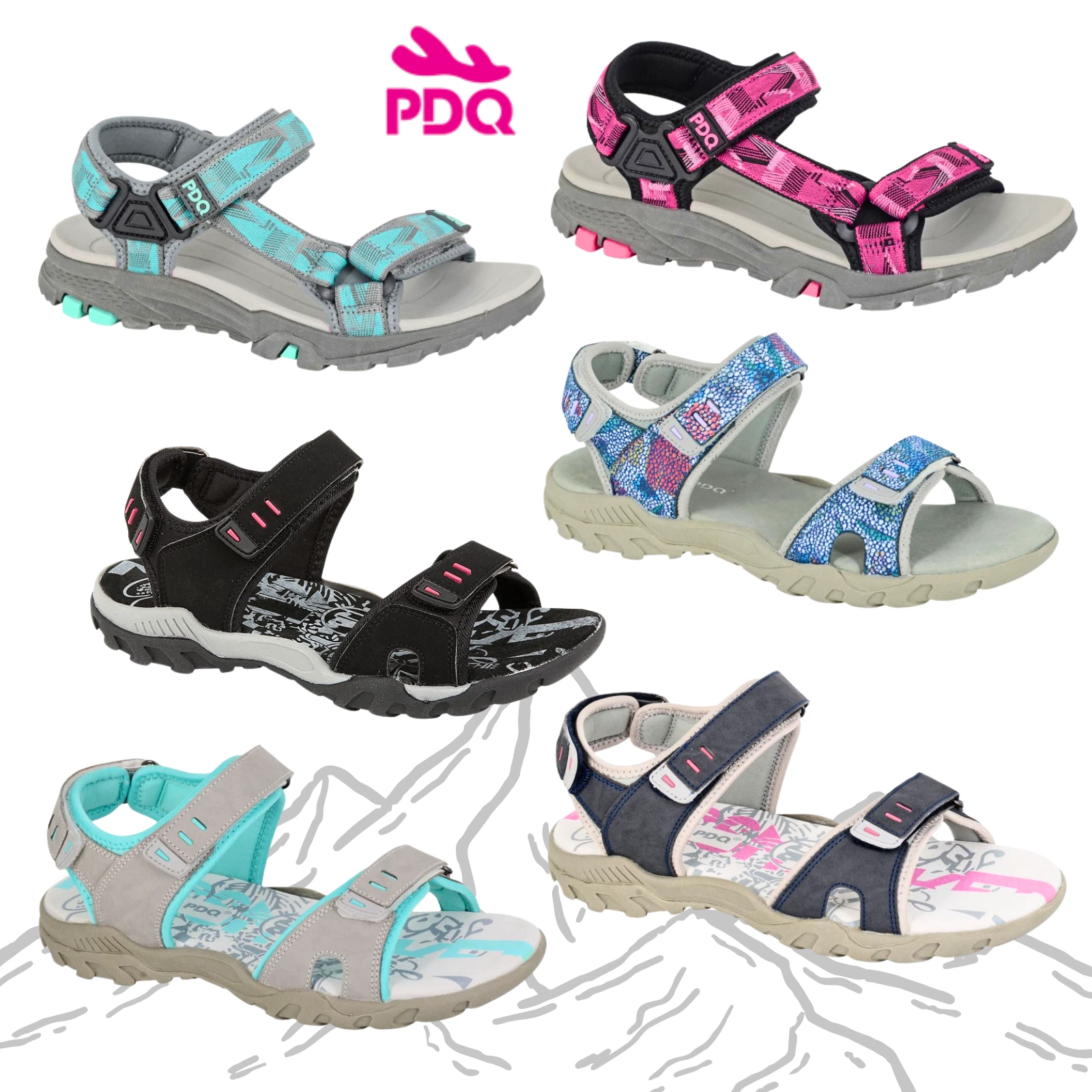 Womens Walking Sandals PDQ Open Toe Triple Strap Sports Hiking Halterback Ladies
Opens in a new wind