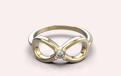 14K massiver Gelbgold Infinity Lab Diamant Ring, Infinity Statement Ring für Sie