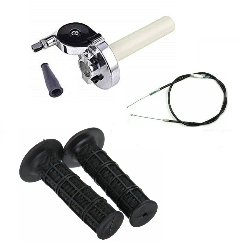 Gunnar Gasser Style Twist Throttle w Grips & Cable Polished Mikuni