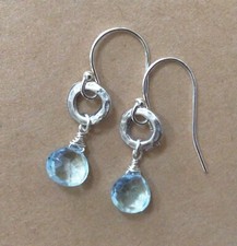 NEW Sterling Silver Blue Aquamarine Sundance Charm Earrings Artisan Jewelry