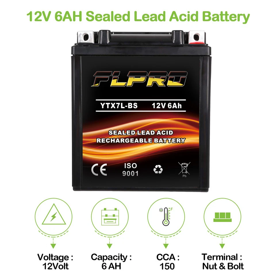 6Ah 12V YTX7L-BS Battery for Kawasaki KFX450R/ Aprilia Mojito/ RS4 125 - Imagem 4 de 4