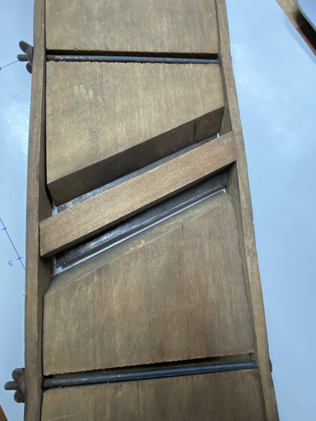 Antique Wood Cutter Slicer Board 2 Blade Cabbage Kraut Kitchen Mandolin