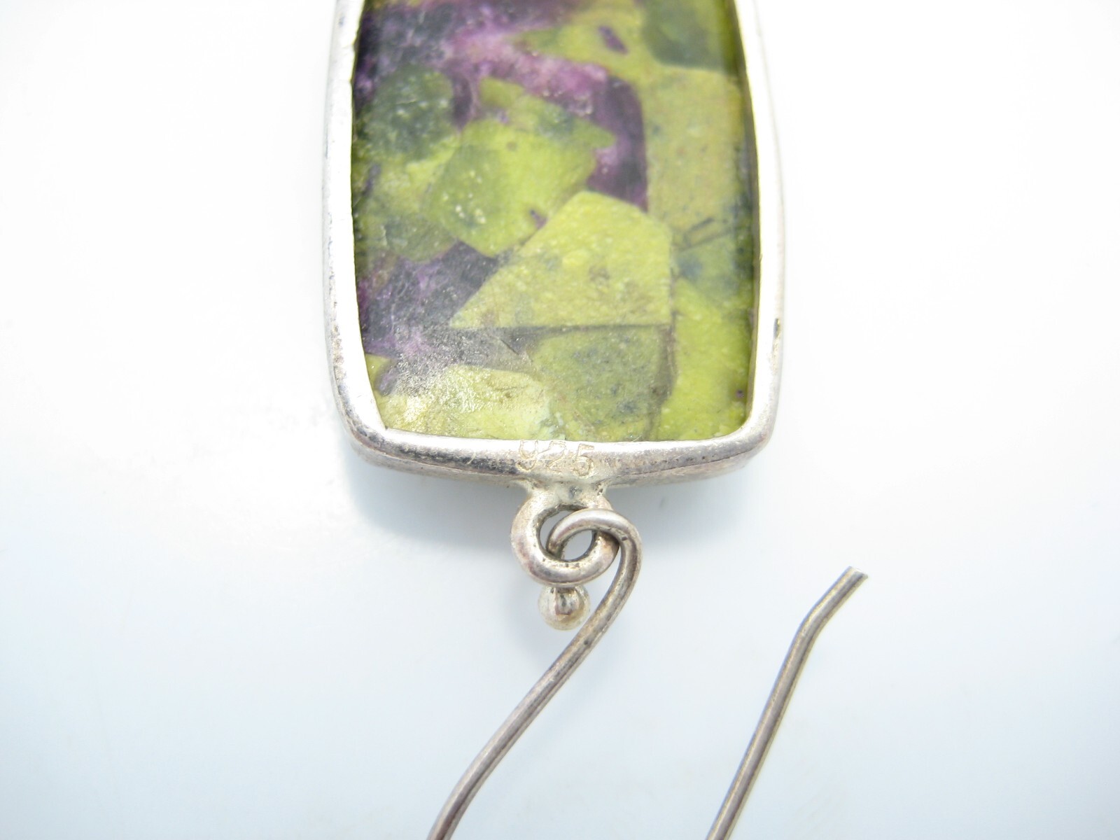 Sterling Silver Rectangular Green Purple Stud Dan… - image 3