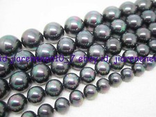 Black Rainbow Shell Pearl 8/10/12/14mm Round Gemstone Loose Beads 15inch
