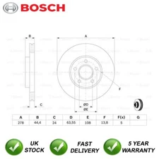 Brake Disc Front Bosch Fits Ford Transit Connect 2002-2013 1.8 D dCi