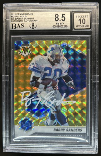 2021 Panini Mosaic Barry Sanders Auto Autograph Prizm Gold #/10 Lions BGS 8.5/10