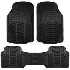 FH Group Universal Floor Mats for Car Heavy Duty All Weather Rubber Mats - Black