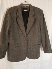 Women's Sag Harbor Gray Wool/Polyester Blazer Size 16 H920 