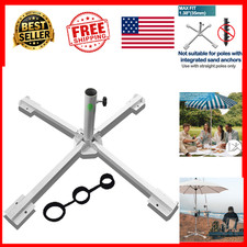 Portable Umbrella Stand Foldable Tempered Iron 1.38 In Pole Patio Beach Pool
