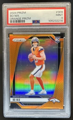2024 Prizm Bo Nix RC Orange Rookie #/249 Broncos PSA 9