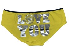 Victoria s Secret Pink 2009 Y2K Extra Low Rise Hipster M Panty Logo Yellow Vtg