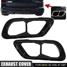 Pair For BMW X5 G05 X7 G07 19-21 Steel Exhaust Muffler Tail Pipe Tip Cover Trim