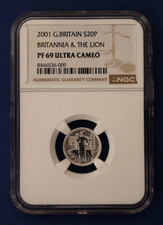 2001 Royal Mint 1/10oz Silver Proof Britannia 20p coin NGC PF69 Ultra Cameo