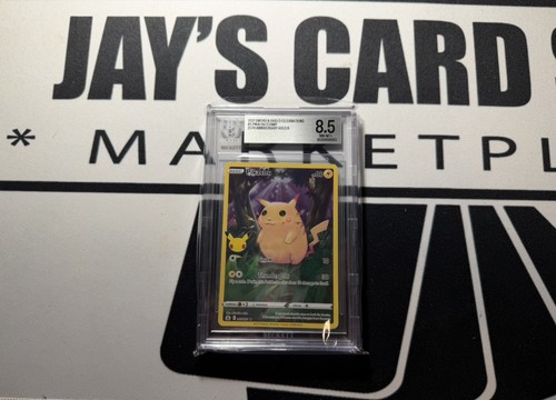 2021 Sword & Shield Celebrations Pikachu Stamp 25th Anniversary BGS 8.5